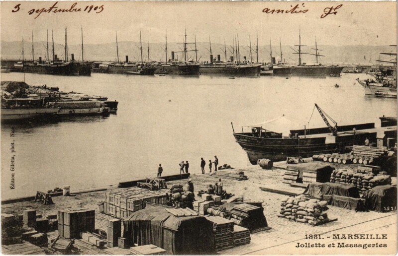 Carte postale ancienne Marseille - Joliette et Messageries à Marseille