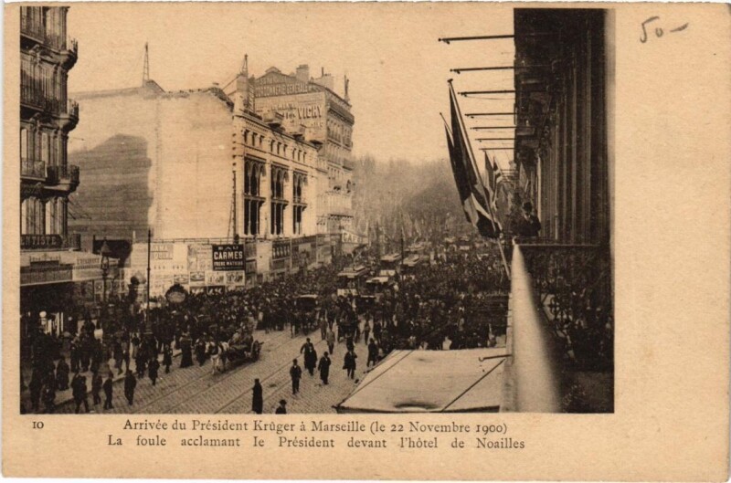 Carte postale ancienne Marseille - Arrivee du President Kruger a Marseille (le 22 à Marseille
