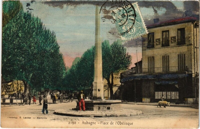 Carte postale ancienne Marseille - Aubagne Place de l'Obelisque à Marseille