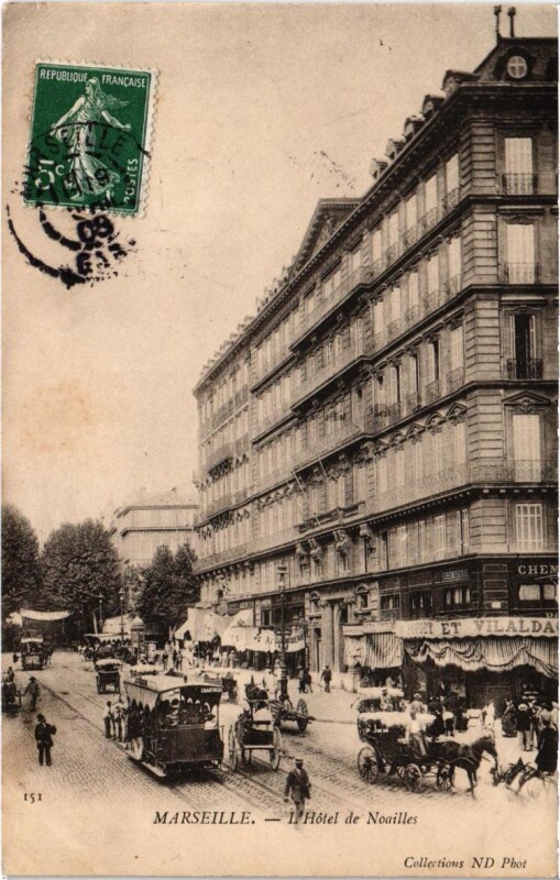 Carte postale ancienne Marseille - L'Hotel de Noailles à Marseille