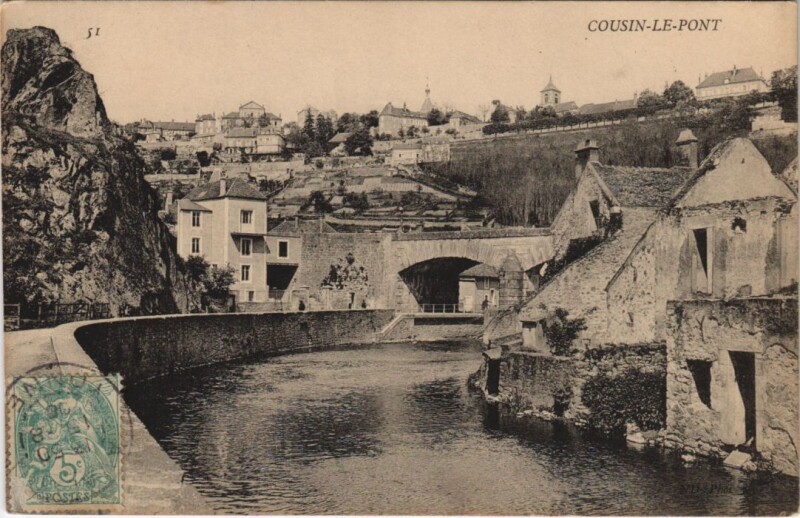 Carte postale ancienne Cousin-le-Pont Town Scene