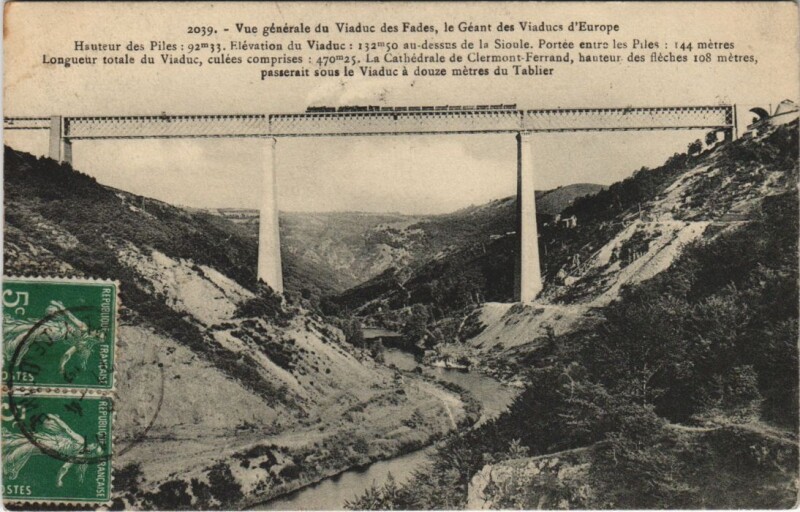 Carte postale ancienne Vue Generale du Viaduc des Fades