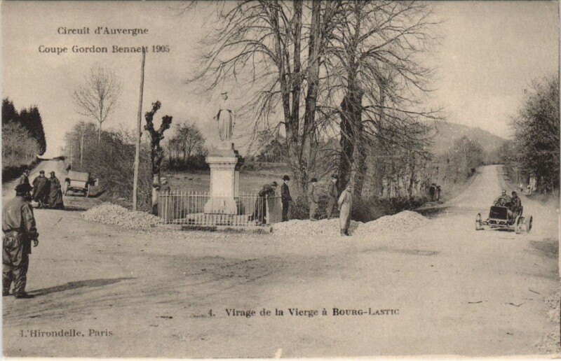 Carte postale ancienne Bourg-Lastic Coupe Gordon Bennett - Virage de la Vierge à Bourg-Lastic