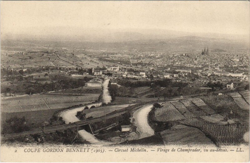Carte postale ancienne Coupe Gordon Bennett - Virage du Champrader - Vu Au-Dessus