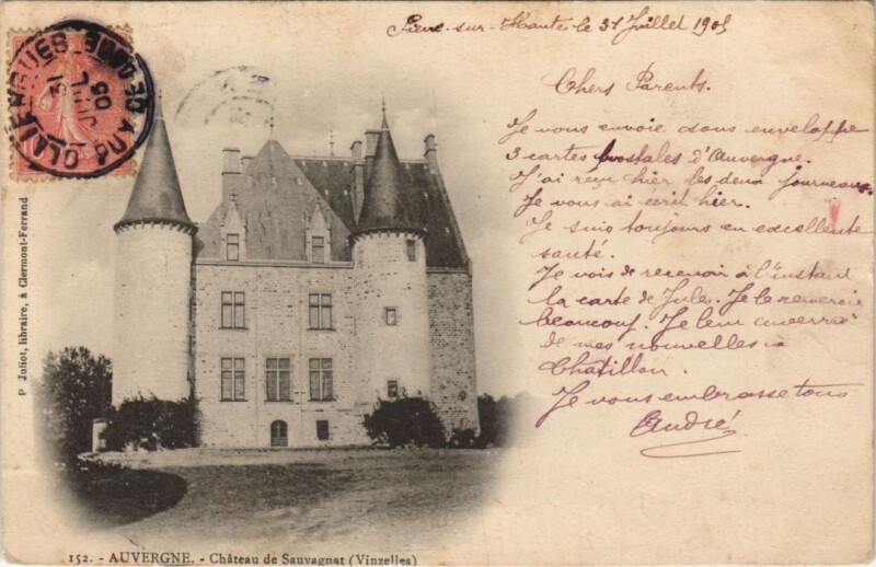Carte postale ancienne Vinzelles Chateau de Sauvagnat à Sauvagnat