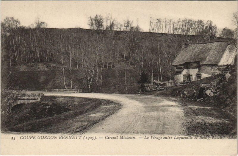 Carte postale ancienne Laqueuille Bourg-Lastic - Le Virage - Coupe Gordon Bennett à Bourg-Lastic