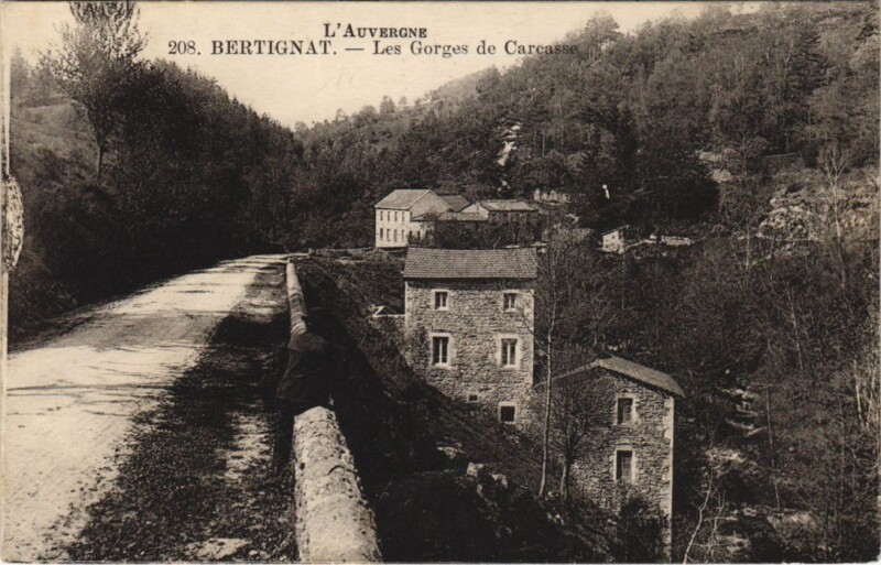 Carte postale ancienne Bertignat Les Gorges de Carcasse à Bertignat
