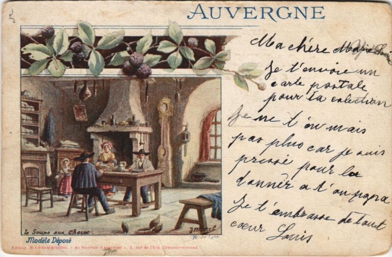 Carte postale ancienne Auvergne - La Soupe aux Choux - Types