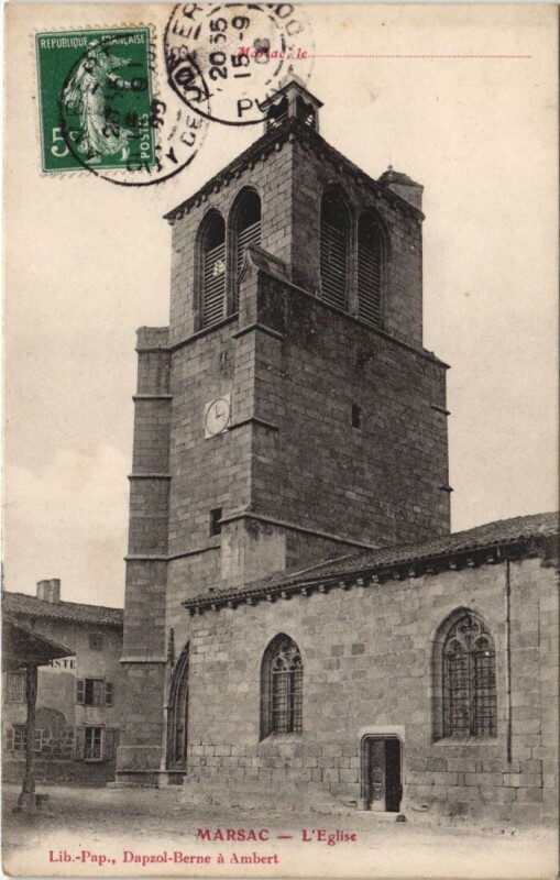 Carte postale ancienne Marsac L'Eglise