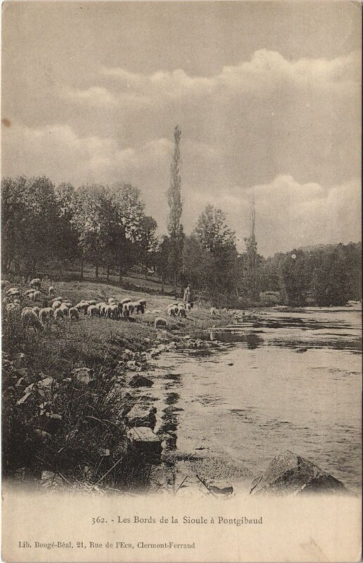 Carte postale ancienne Pontgibaud Les Bords de la Sioule à Pontgibaud