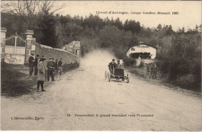 Carte postale ancienne Circuit d'Auvergne Coupe Gordon Bennett 1905
