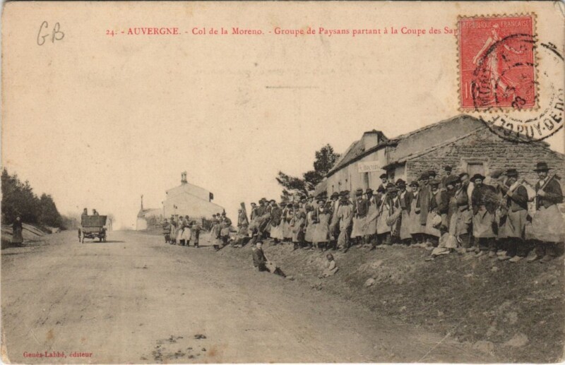 Carte postale ancienne Col de la Moreno - Groupe de Paysans