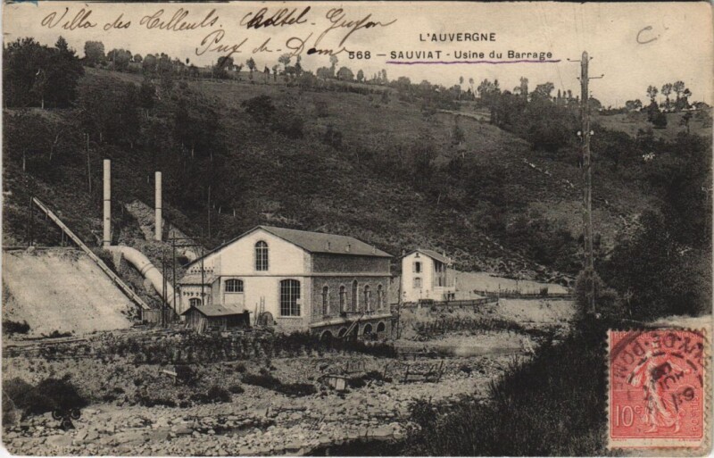 Carte postale ancienne Sauviat Usine du Barrage à Sauviat