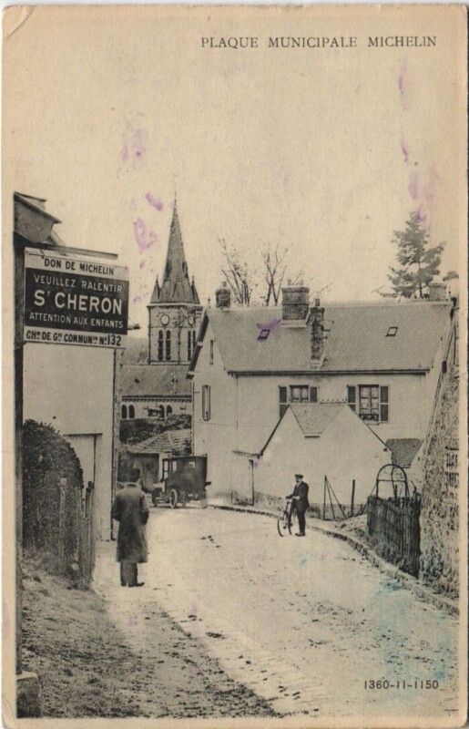 Carte postale ancienne Plaque Municipale Michelin - Town Scene