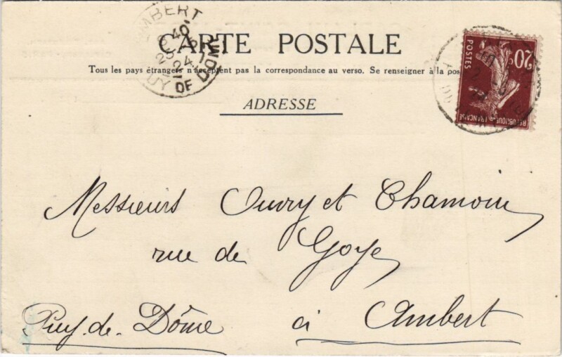 Carte postale ancienne Ambert Card to Ambert à Ambert