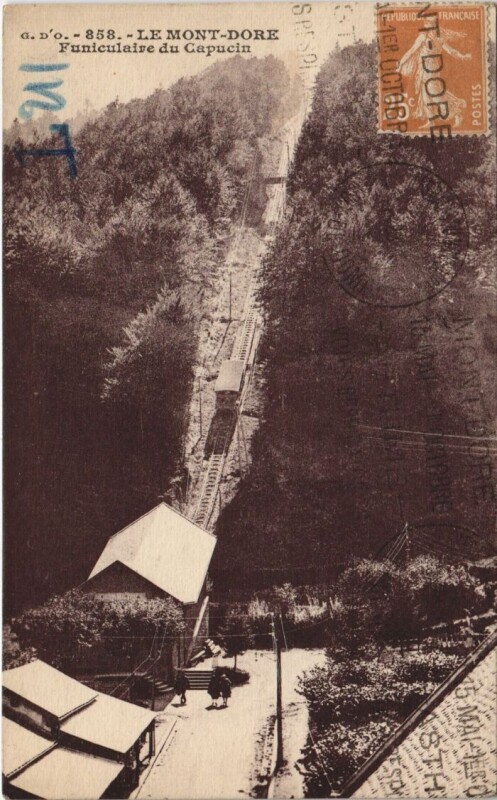 Carte postale ancienne Le Mont-Dore Funiculaire du Capucin à Mont-Dore