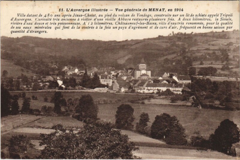 Carte postale ancienne Menat Vue Generale à Menat