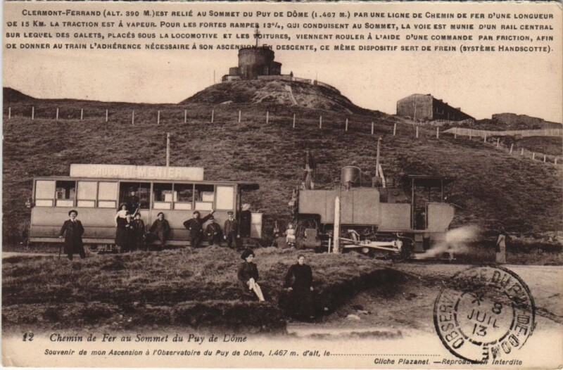 Carte postale ancienne Chemin de Fer au Sommet du Puy de Dome