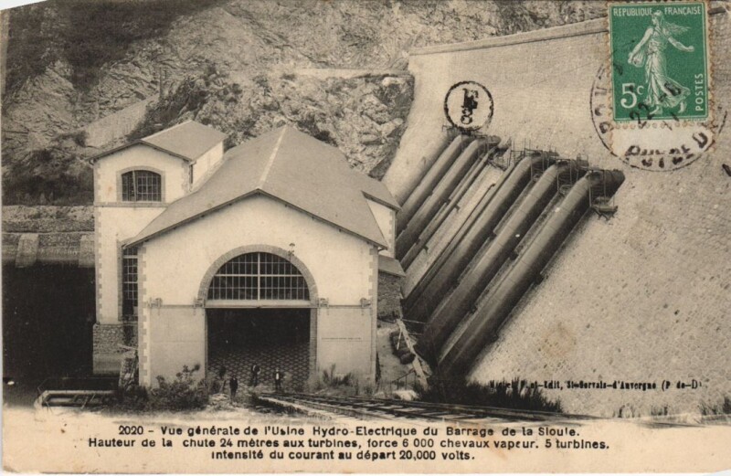 Carte postale ancienne Usine Hydro-Electrique du Barrage de la Sioule