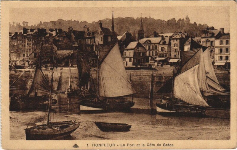 Carte postale ancienne Honfleur Le Port et la Cote de Grace à Honfleur