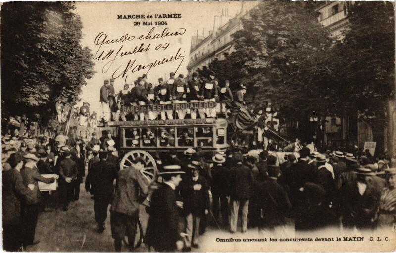 Carte postale ancienne Marhce de l'Armee 29 Mai 1904 Paris Omnibus