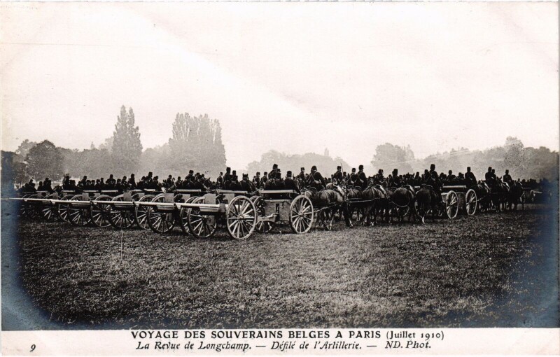 Carte postale ancienne 1910 Paris revue de longchamp Belgian Royalty
