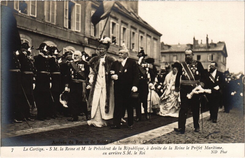 Carte postale ancienne 1907 Paris Prefet Maritime Danish Royalty