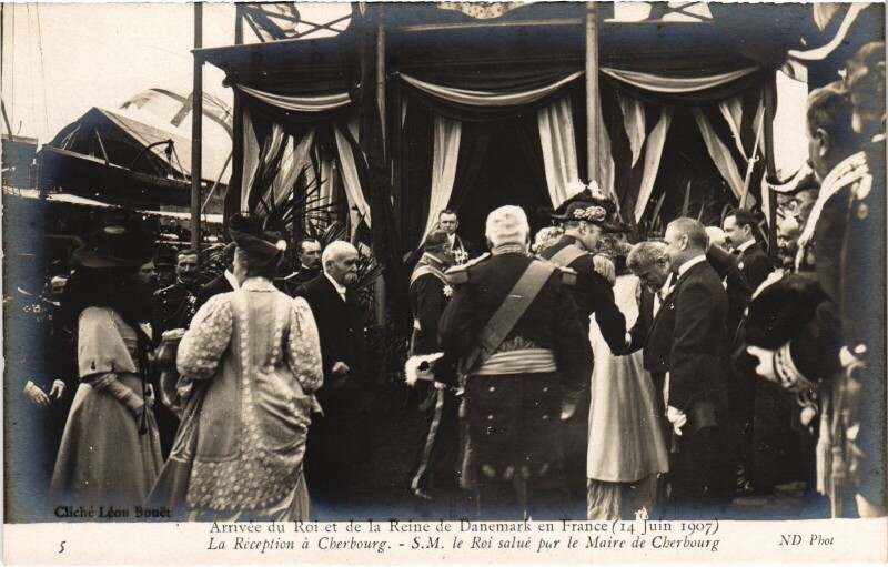 Carte postale ancienne 1907 Paris Reception a Cherbourg Danish Royalty