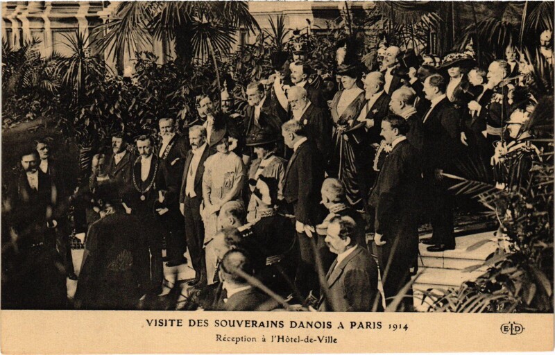 Carte postale ancienne 1914 Paris Hotel de Ville Reception Danish Royalty