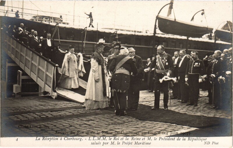 Carte postale ancienne 1907 Paris Reception a Cherbourg Danish Royalty