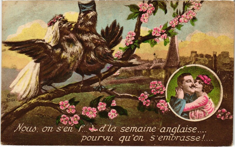 Carte postale ancienne Paris s'embrasser