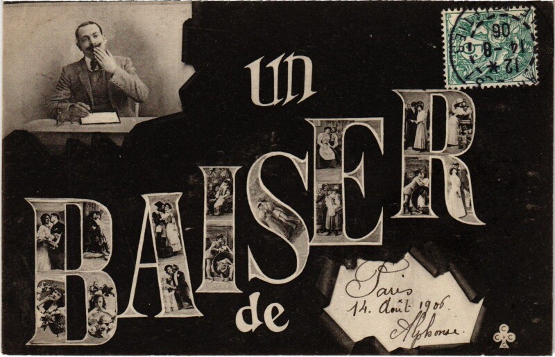 Carte postale ancienne Un Baiser de Paris