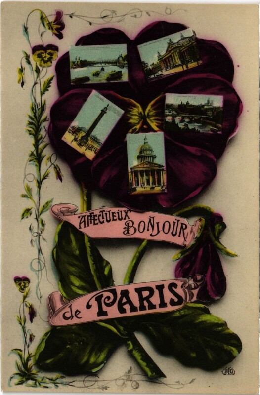 Carte postale ancienne Affectueux Bonjour de Paris