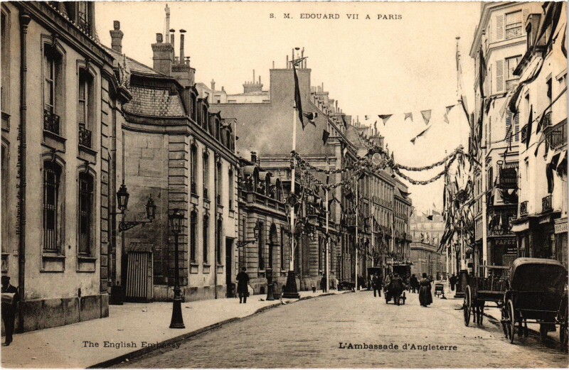 Carte postale ancienne 1903 Edouard Vii a Paris Ambassade d'Angleterre British Royalty