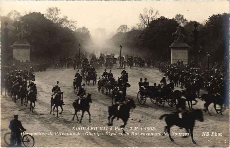 Carte postale ancienne 1903 Edouard Vii a Paris Aux Champs-Elysees British Royalty