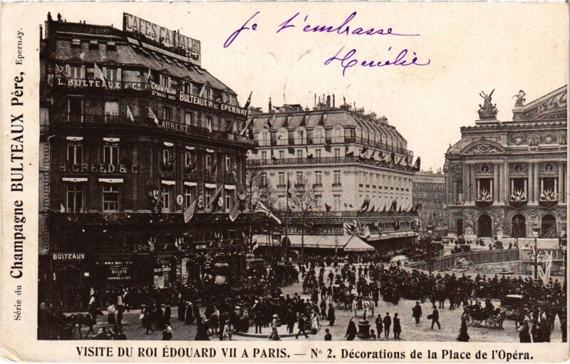 Carte postale ancienne 1903 Edouard Vii a Paris Place de l'Opera British Royalty