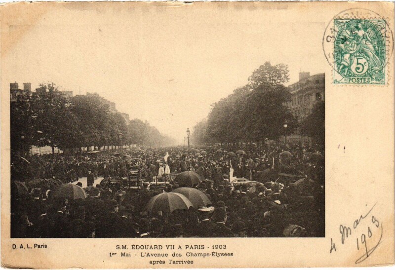 Carte postale ancienne 1903 Edouard Vii a Paris Aux Champs-Elysees British Royalty