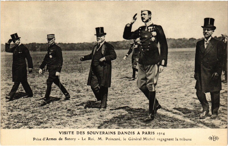 Carte postale ancienne 1914 Paris Prise d'Armes de Satory Danish Royalty