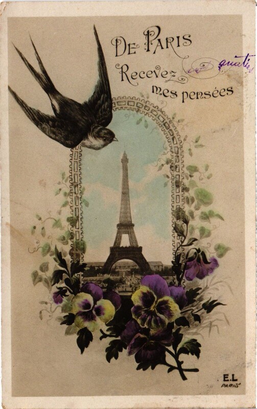 Carte postale ancienne Une Pensee de Paris