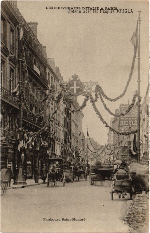 Carte postale ancienne Les Souverains d'Italie a Paris Faug Saint-Honore Royalty