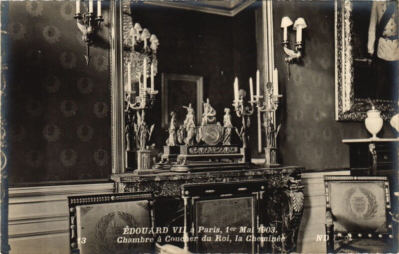 Carte postale ancienne 1903 Edouard Vii a Paris Chambre a coucher British Royalty