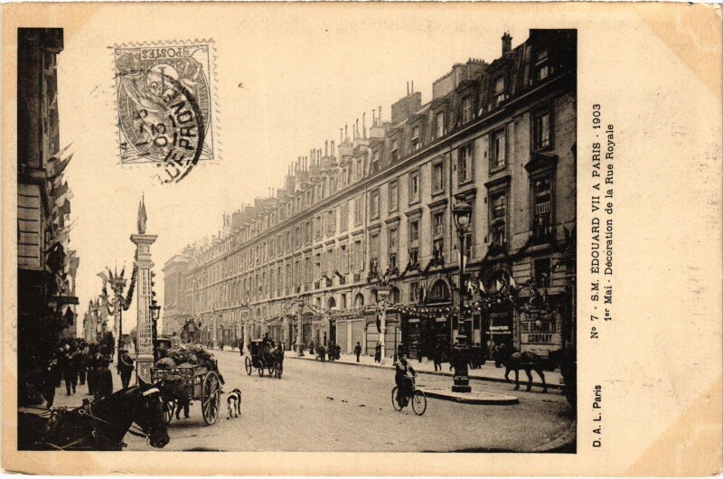 Carte postale ancienne 1903 Edouard Vii a Paris Rue Royale British Royalty