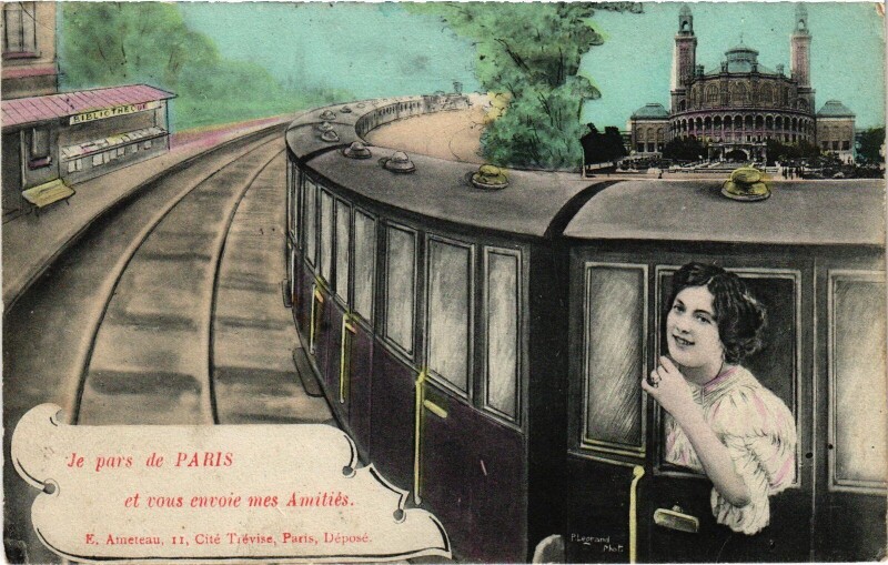 Carte postale ancienne Je pars de Paris