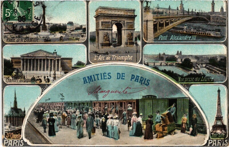 Carte postale ancienne Amities de Paris