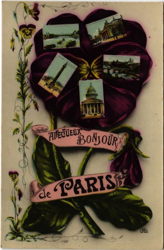Carte postale ancienne Affectueux Bonjour de Paris