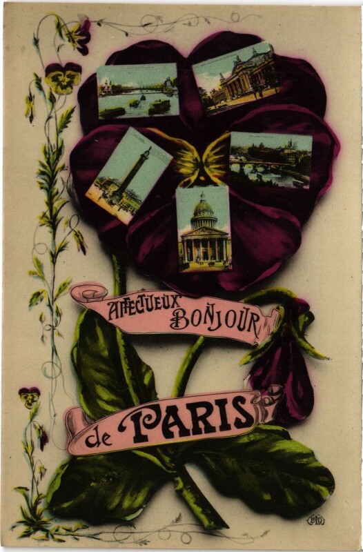 Carte postale ancienne Affectueux Bonjour de Paris