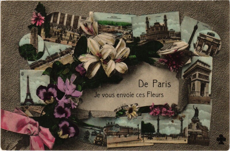 Carte postale ancienne De Paris Je vous envoie ces Fleurs