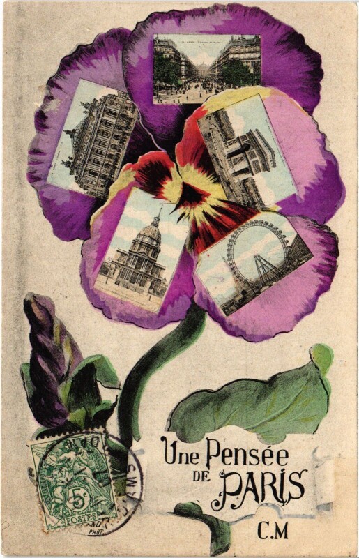 Carte postale ancienne Une Pensee de Paris