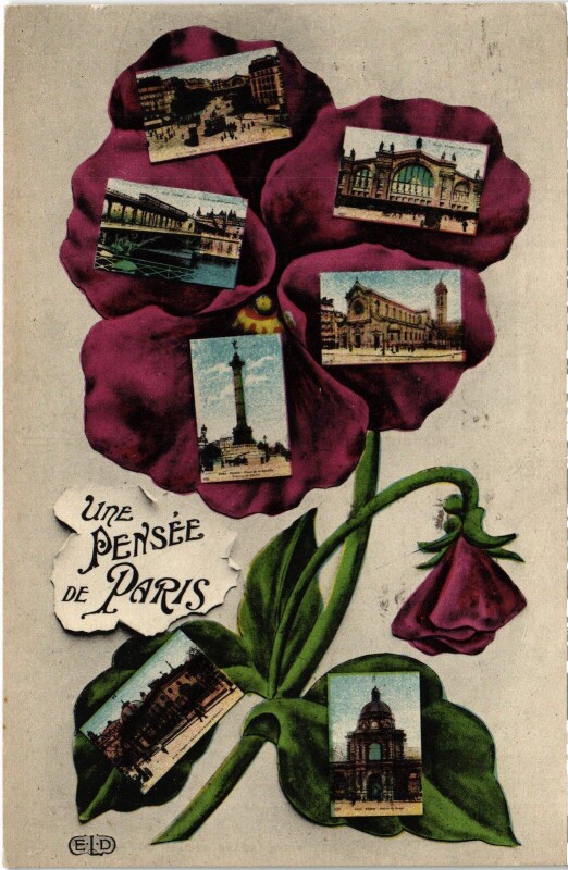 Carte postale ancienne Une Pensee de Paris