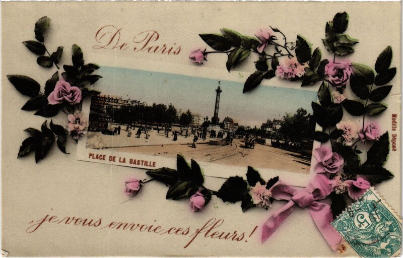 Carte postale ancienne De Paris Je vous envoie ces Fleurs